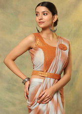 Modern Looking Partywear Orange Colour Saree